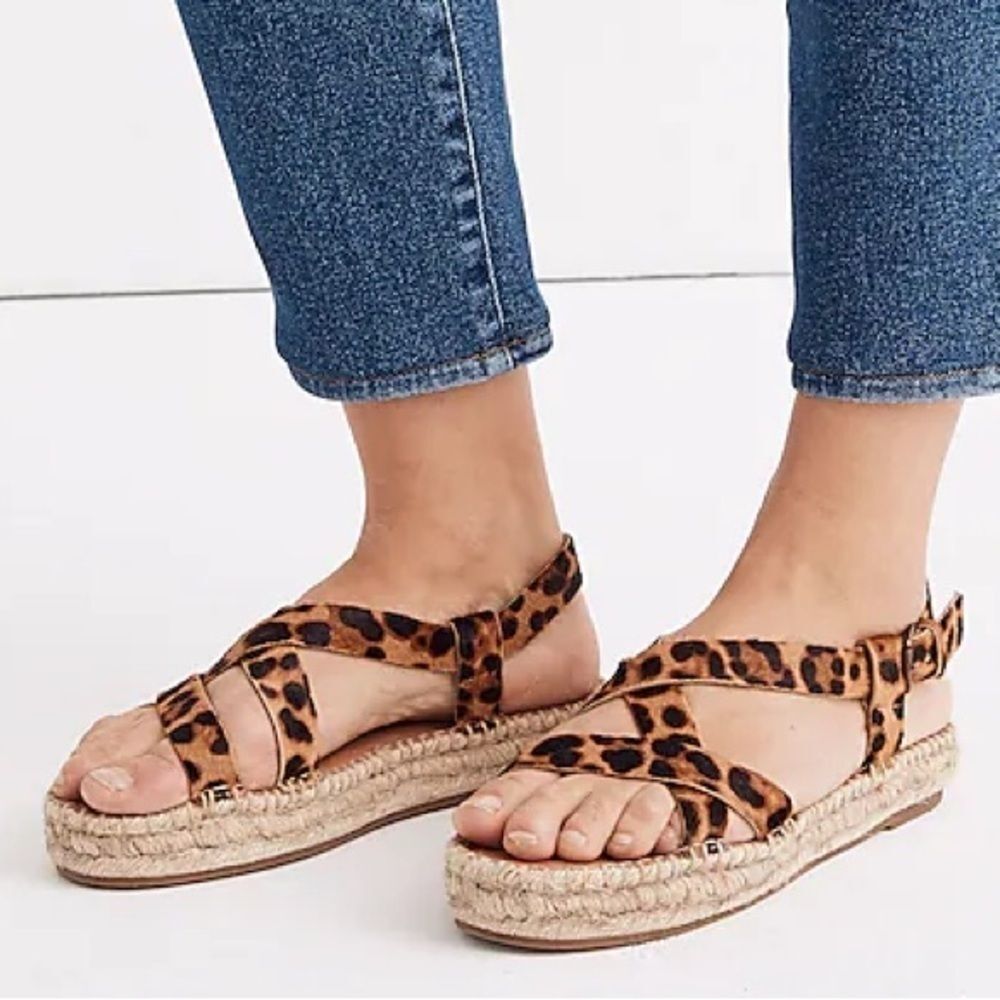 Madewell sandals The Malia Espadrille Sandal in Leopard Calf Hair 7.5